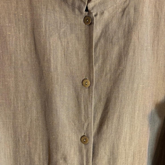EILEEN FISHER Sz XL Linen Blend Madarin Collar Loose Long Line Buttoned Jacket - Picture 3 of 8